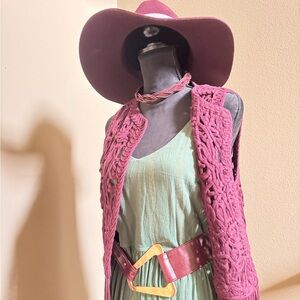 Burgundy faux leather belt